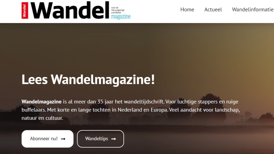 Een screenshot van Wandel Magazine